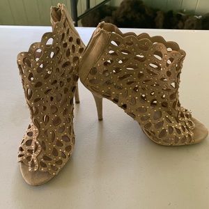Nude Cage Heel with Rhinestones